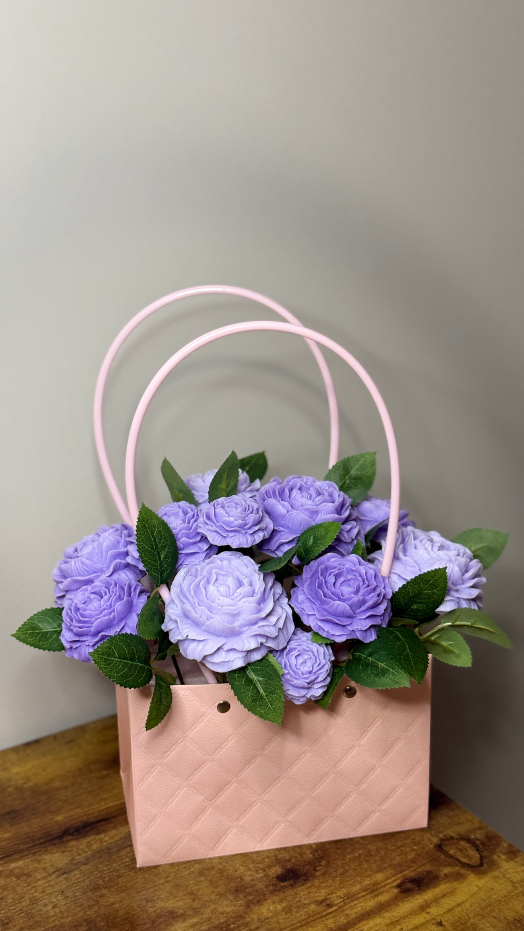 "Rose Garden" Handcrafted Pink Rose Soap Bouquet
