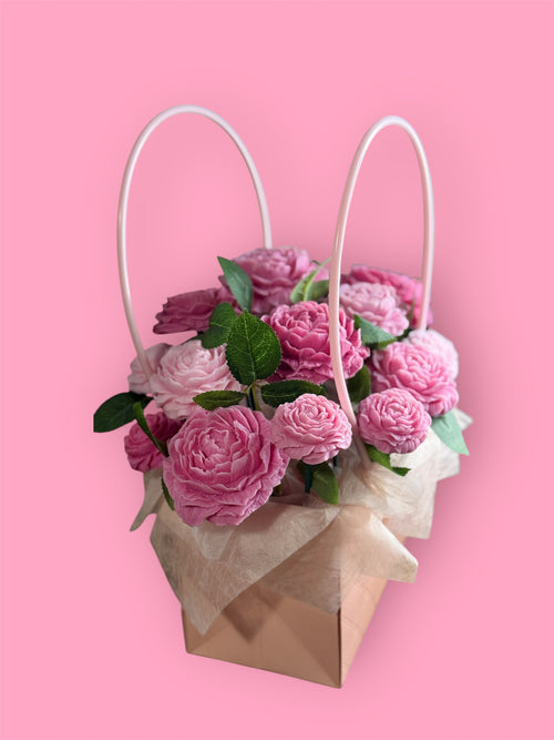 "Rose Garden" Handcrafted Pink Rose Soap Bouquet