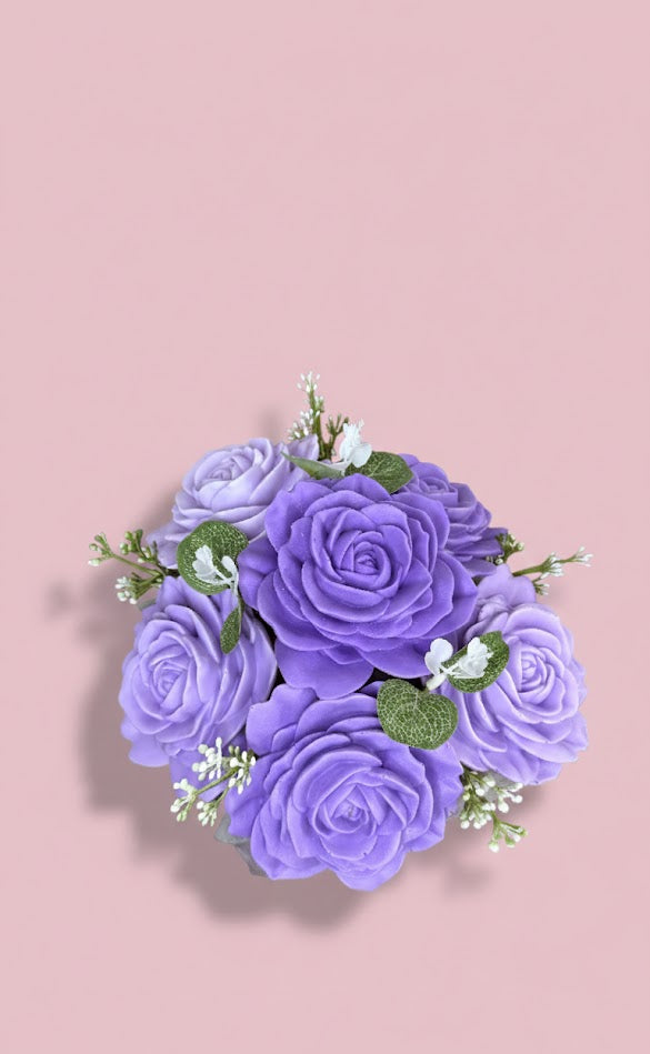 Realistic Purple Rose Soap Flowers - Luxury Gift Set - Handmade in Canada by O.K. Bubbles
