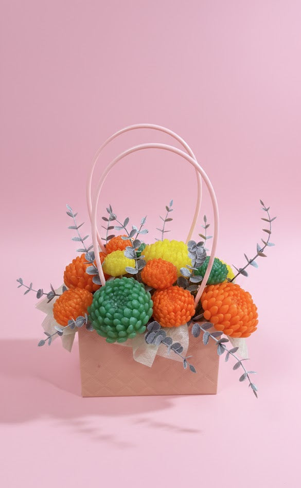 Soap Flower Gift Basket - Realistic Chrysanthemum Bouquet - Handmade in Canada - O.K. Bubbles